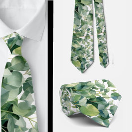 Eucalyptus Greenery Classic Formal Floral Neck Tie Krawatte