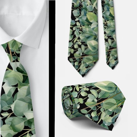 Eucalyptus Greenery Classic Formal Floral Neck Tie Krawatte