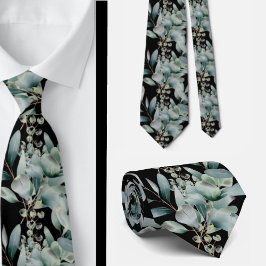 Eucalyptus Greenery Classic Formal Floral Neck Tie Krawatte