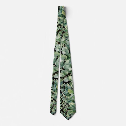 Eucalyptus Greenery Classic Formal Floral Neck Tie Krawatte (Rückseite)