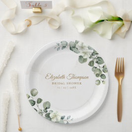 Eucalyptus Greenery Elegant Bridal Shower Pappteller