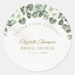 Eucalyptus Greenery Elegant Bridal Shower Runder Aufkleber