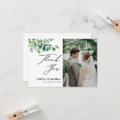 Eucalyptus Greenery Elegant Foto Danke Karte (Vorderseite/Rückseite Beispiel)