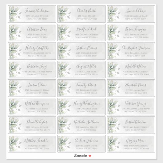 Eucalyptus Greenery Elegant Gastadresse Aufkleber (Blatt)