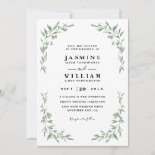Eucalyptus Greenery Elegant Modern QR Code Wedding Einladung (Vorderseite)