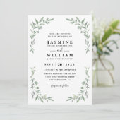 Eucalyptus Greenery Elegant Modern QR Code Wedding Einladung (Stehend Vorderseite)