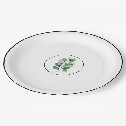 Eucalyptus greenery elegant paper plates pappteller (Schrägansicht)