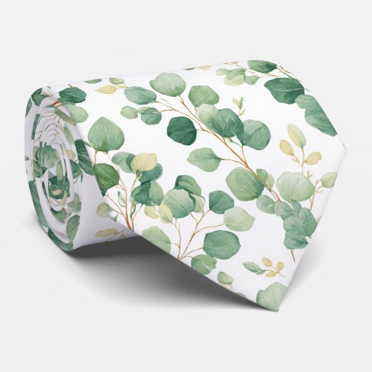Eucalyptus Greenery Elegant Pattern Krawatte (Gerollt)