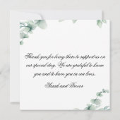 Eucalyptus Greenery Elegant Watercolor Vielen Dank (Rückseite)