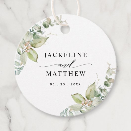 Eucalyptus Greenery Elegant Wedding Favor Geschenkanhänger (Vorderseite)