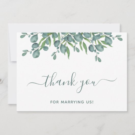 Eucalyptus Greenery Elegant Wedding Offizier Dankeskarte (Vorderseite)