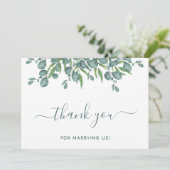 Eucalyptus Greenery Elegant Wedding Offizier Dankeskarte (Stehend Vorderseite)