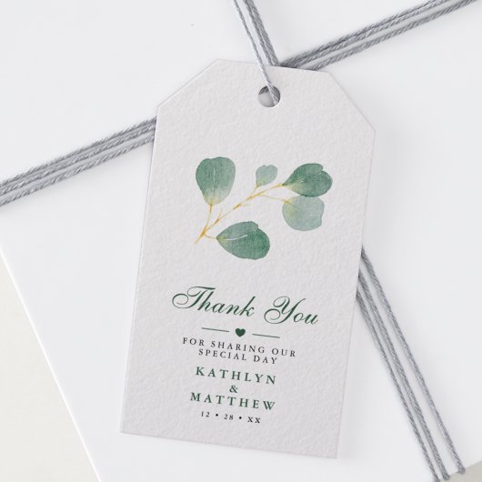 Eucalyptus Greenery Elegant Wedding Vielen Dank Geschenkanhänger