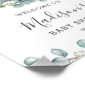 Eucalyptus Greenery Elephant Baby Shower Willkomme Poster (Ecke)