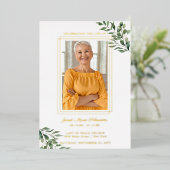 Eucalyptus Greenery | Funeral Memorial Photo Folieneinladung (Stehend vorne)