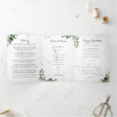 Eucalyptus Greenery | Funeral Memorial Program Dreifach Gefaltete Ankündigung (Innenseite)