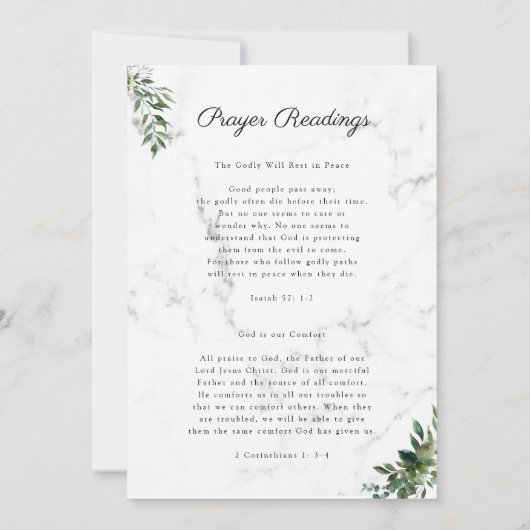 Eucalyptus Greenery | Funeral Memorial Program Einladung (Rückseite)