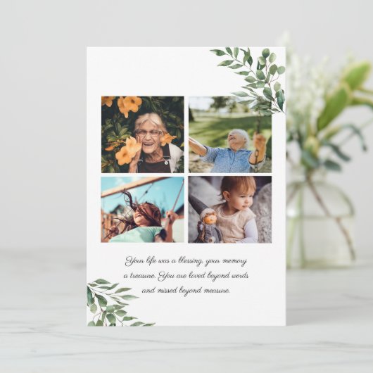 Eucalyptus Greenery | Funeral Memorial Program Einladung (Stehend Vorderseite)