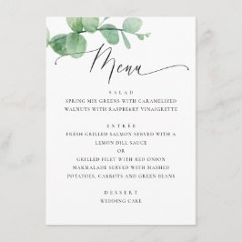 Eucalyptus Greenery Garden Wedding. Elegant Script Menükarte