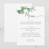 Eucalyptus Greenery Garden Wedding. Elegant Script Menükarte (Vorne/Hinten)