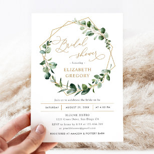 Eucalyptus Greenery Geometric Bridal Shower Einladung