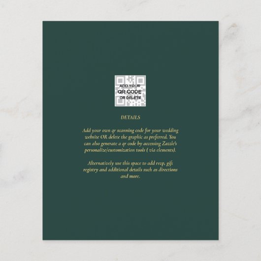 Eucalyptus Greenery Gold Emerald Wedding QR CODE F Flyer (Hinten)