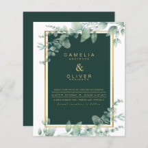 Eucalyptus Greenery Gold Emerald Wedding QR CODE I