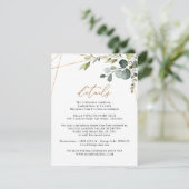Eucalyptus Greenery Gold Geometric Details Wedding Begleitkarte (Stehend Vorderseite)