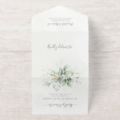 Eucalyptus Greenery Gold Leaves Botanical Wedding All-in-One-Einladung (Außenseite)