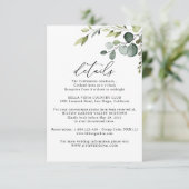 Eucalyptus Greenery Guest Information Details Card Einladung (Stehend Vorderseite)