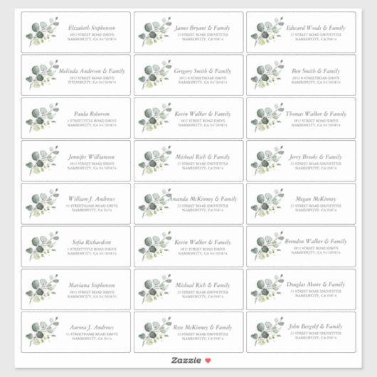 Eucalyptus Greenery Guest Names Smaller Labels (Blatt)