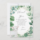 Eucalyptus Greenery Lamb Baby Shower Dankeskarte (Vorderseite)