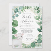 Eucalyptus Greenery Lamb Baby Shower Einladung (Vorderseite)