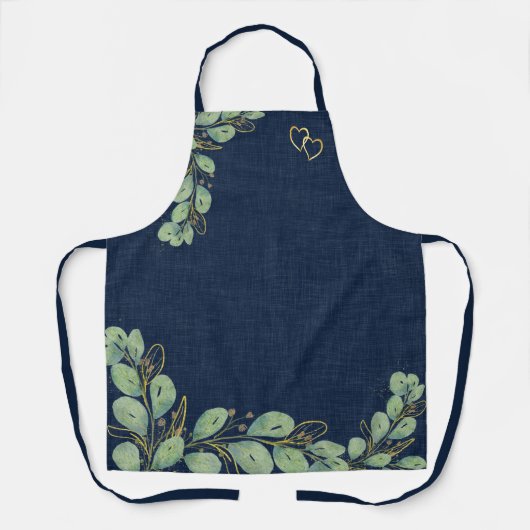 Eucalyptus Greenery Navy Blue Kitchen Schürze (Vorderseite)