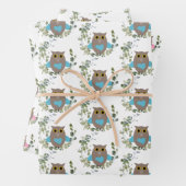 Eucalyptus Greenery Owls Geschenkpapier Set (Beispiel)
