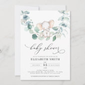 Eucalyptus Greenery Peanut Elephant Baby Shower Einladung (Vorderseite)