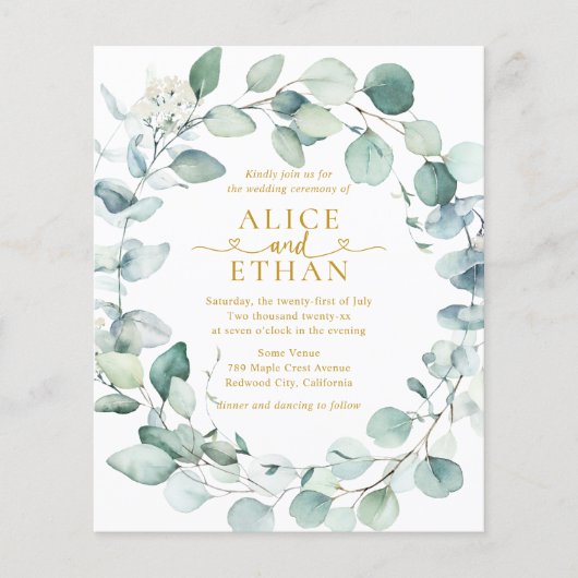 Eucalyptus Greenery QR Code Photo Wedding Flyer (Vorne)