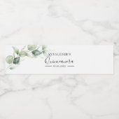 Eucalyptus Greenery Quinceanera 15th Birthday Wasserflaschenetikett (Einzelnes Label)