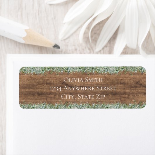 Eucalyptus Greenery Return Address Label | Rustic (Insitu)
