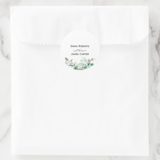 Eucalyptus Greenery Round Sticker (Tasche)