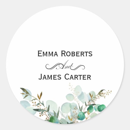 Eucalyptus Greenery Round Sticker (Vorderseite)