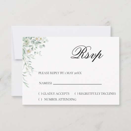 Eucalyptus Greenery RSVP Card Karte (Vorderseite)