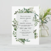 Eucalyptus Greenery Rustic Budget QR Code Wedding Einladung (Stehend Vorderseite)