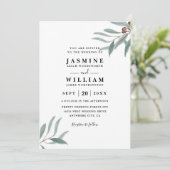 Eucalyptus Greenery Rustic Elegant QR Code Wedding Einladung (Stehend Vorderseite)