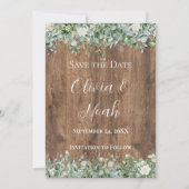 Eucalyptus Greenery Save the Date Card | Rustic Einladung (Vorderseite)
