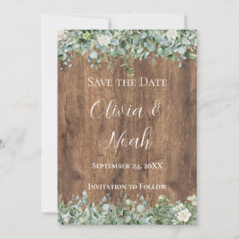 Eucalyptus Greenery Save the Date Card | Rustic Einladung
