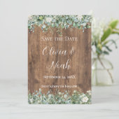Eucalyptus Greenery Save the Date Card | Rustic Einladung (Stehend Vorderseite)
