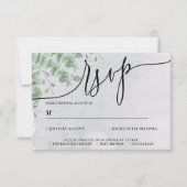 Eucalyptus Greenery Simple Calligraphy Boho RSVP Karte (Vorderseite)
