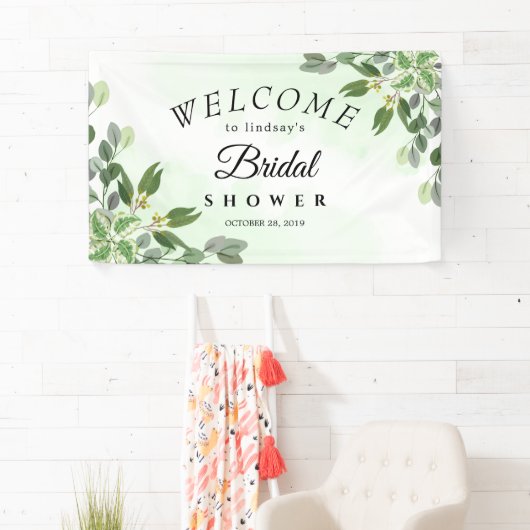Eucalyptus Greenery Succulent Brautparty Banner (Insitu)
