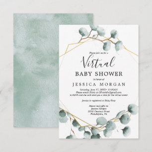 Eucalyptus Greenery Virtual Baby Duwer Einladung